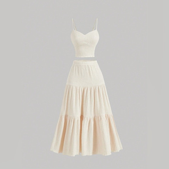 Textured Cami and Skirt Set